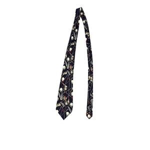 Golf Clubs & Balls Silk Necktie Navy Blue Tan Red Novelty Sports Tie 57" Korea